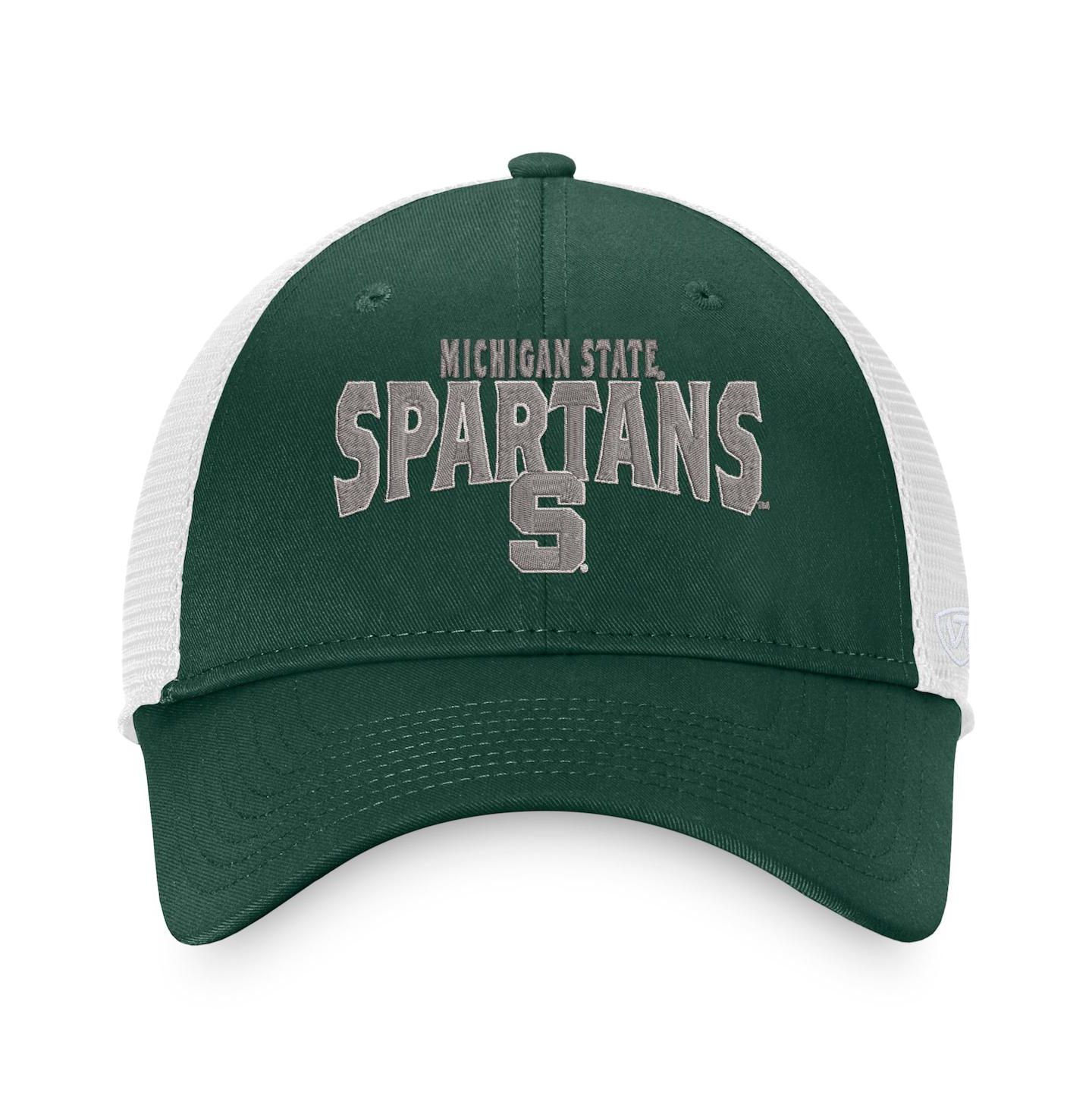 Мужская кепка Top of the World Green, White Michigan State Spartans Breakout Trucker Snapback Hat — фото 3