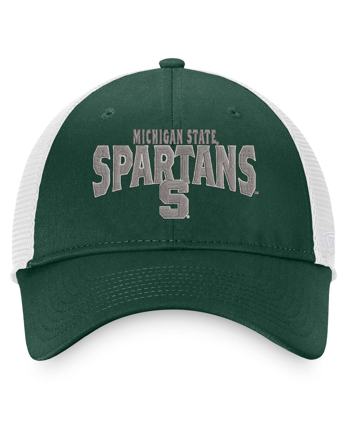 Shop Top Of The World Men's  Green, White Michigan State Spartans Breakout Trucker Snapback Hat In Green,white