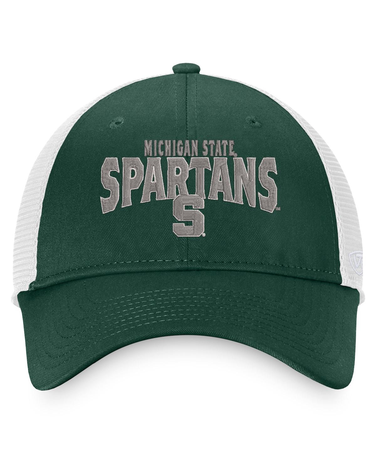 Top Of The World Men's  Green, White Michigan State Spartans Breakout Trucker Snapback Hat In Green,white
