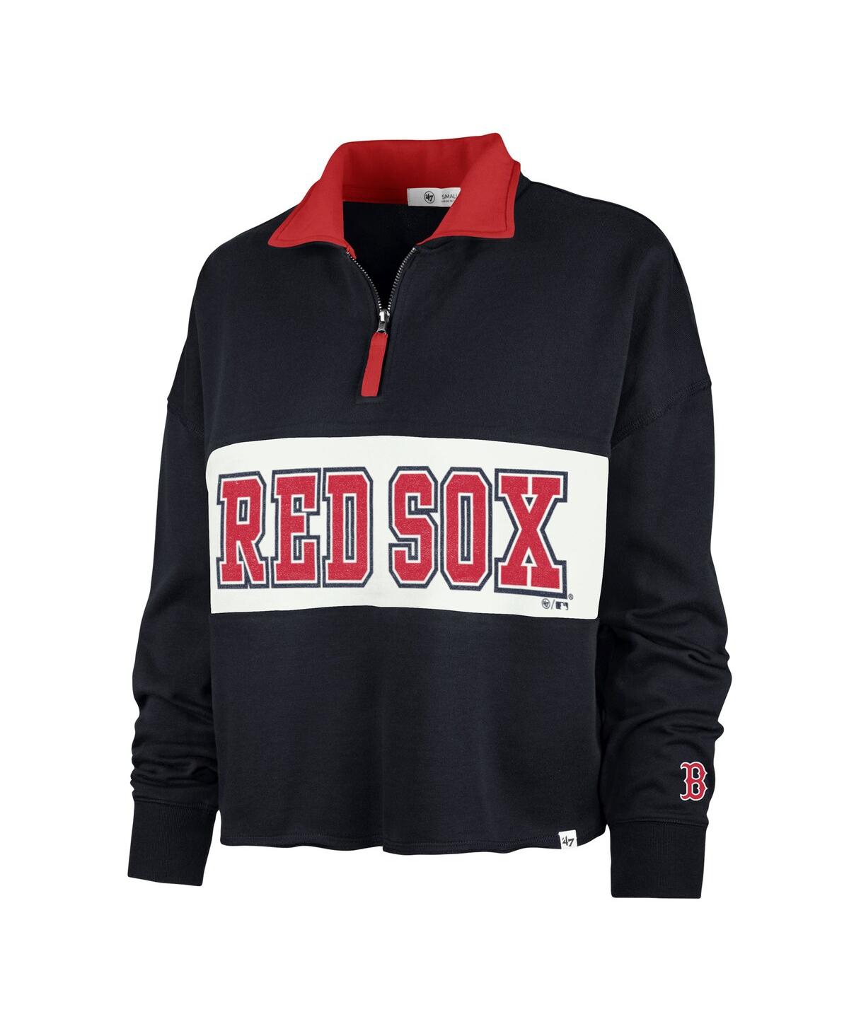47 Brand Women's ' Navy St. Louis Cardinals Remi Quarter-zip Cropped Top In Navy