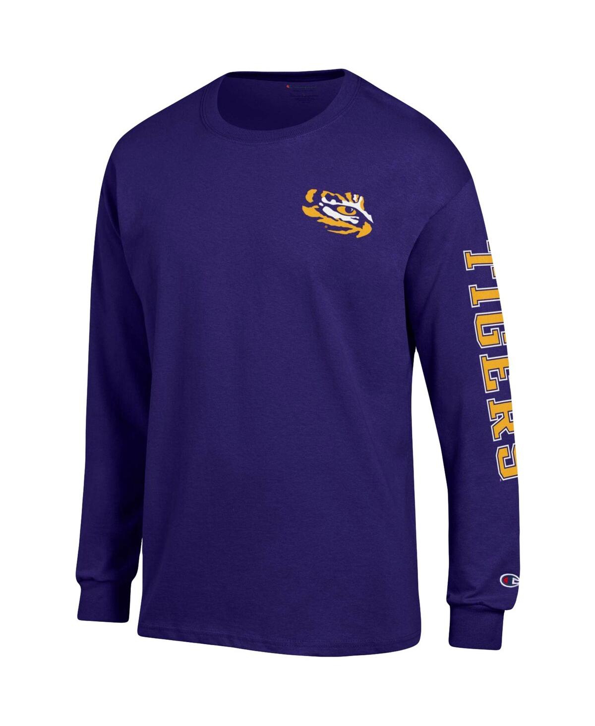 Shop Champion Men's  Purple Lsu Tigers Team Stack Long Sleeve T-shirt