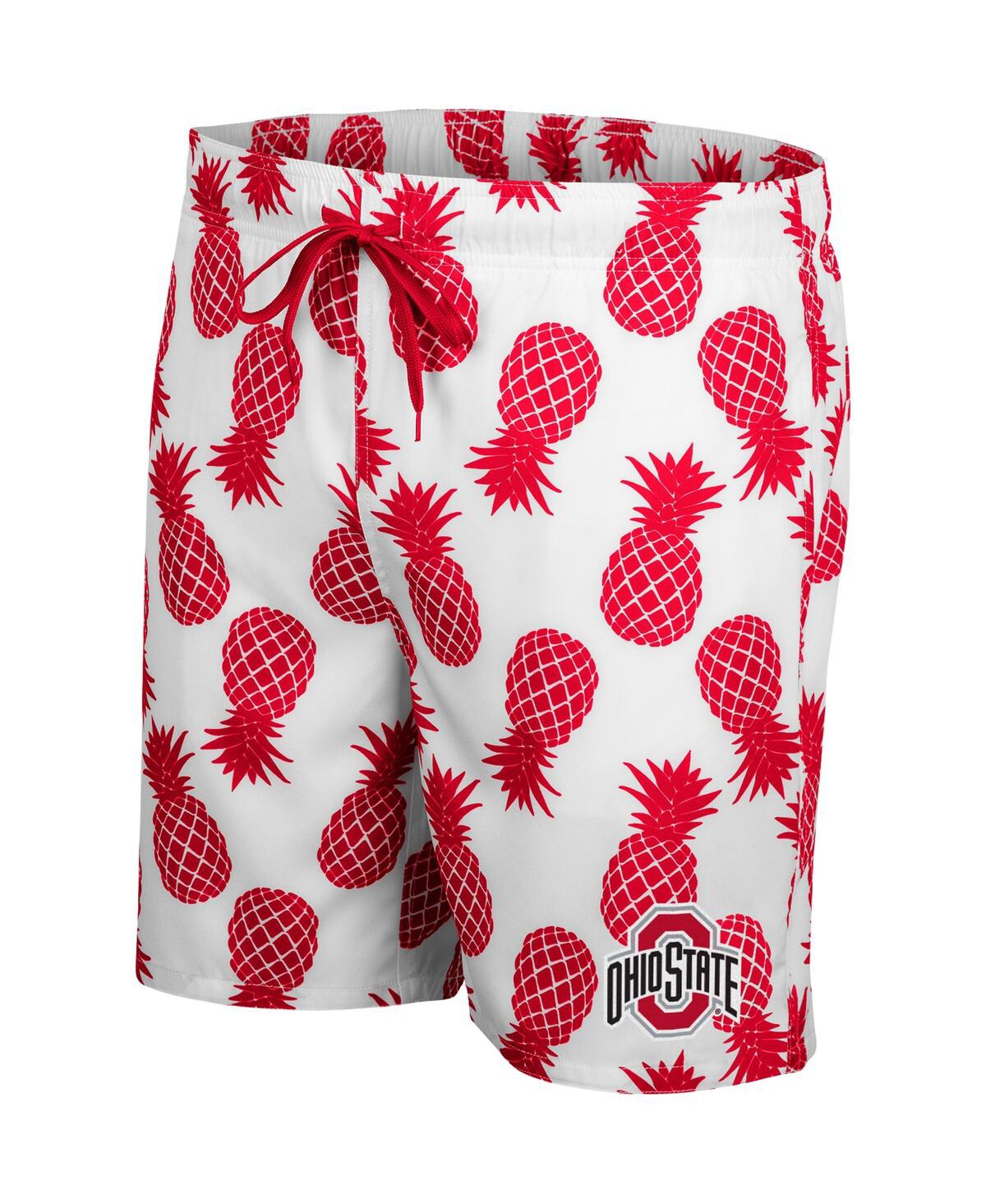 Shop Colosseum Men's  White, Scarlet Ohio State Buckeyes Pineapple Swim Shorts In White,scarlet