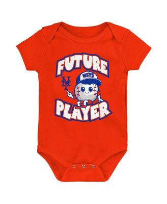 Infant Boys and Girls Orange, Royal, White New York Mets Minor League Player Three-Pack Bodysuit Set