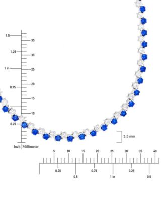 Blue & White Cubic Zirconia Link Bracelet in Sterling Silver