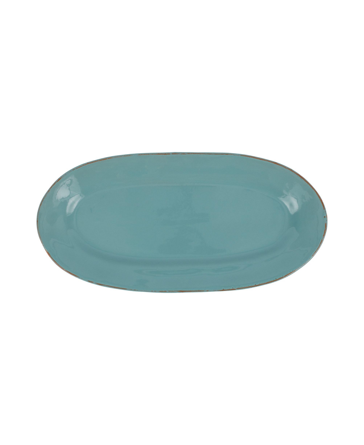 Shop Vietri Cucina Fresca Narrow Oval Platter 16" In Turquoise