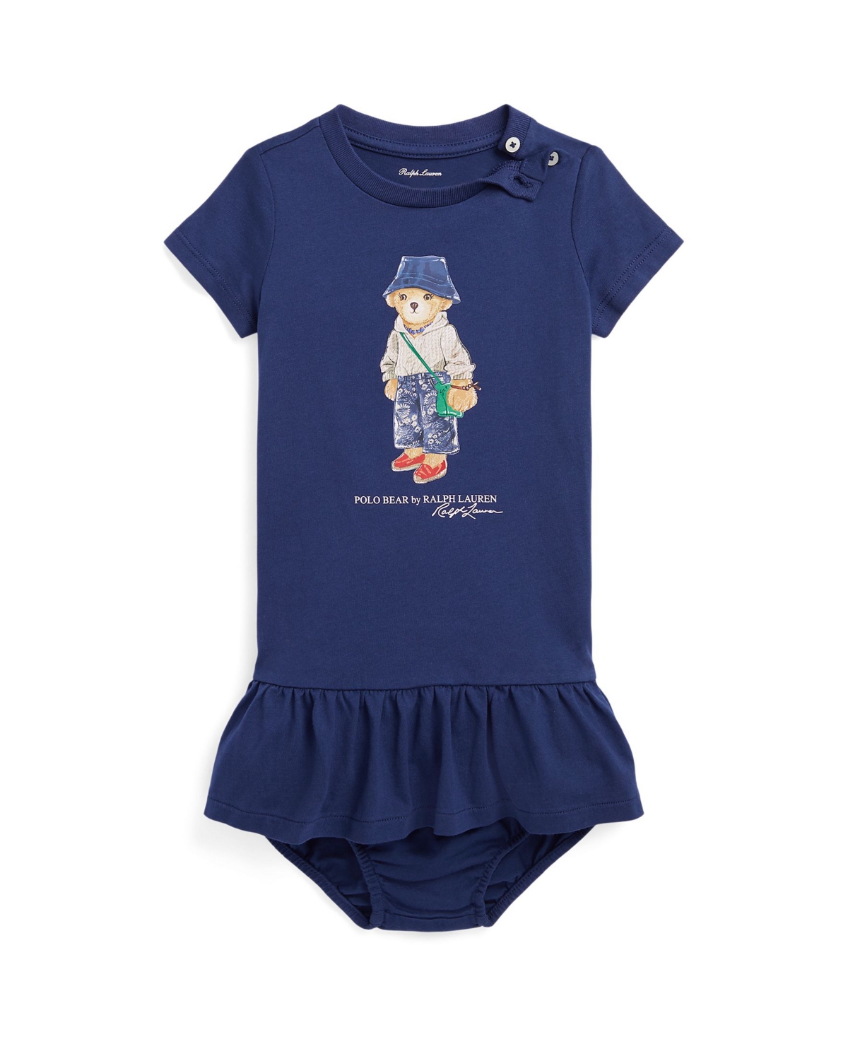 Polo Ralph Lauren Baby Girls Polo Bear Jersey T Shirt Dress In Freshwater