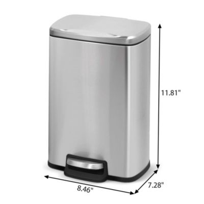 1.3 Gal./5 Liter Rectangular Stainless Steel Step-on Trash Can for Bathroom and Office
