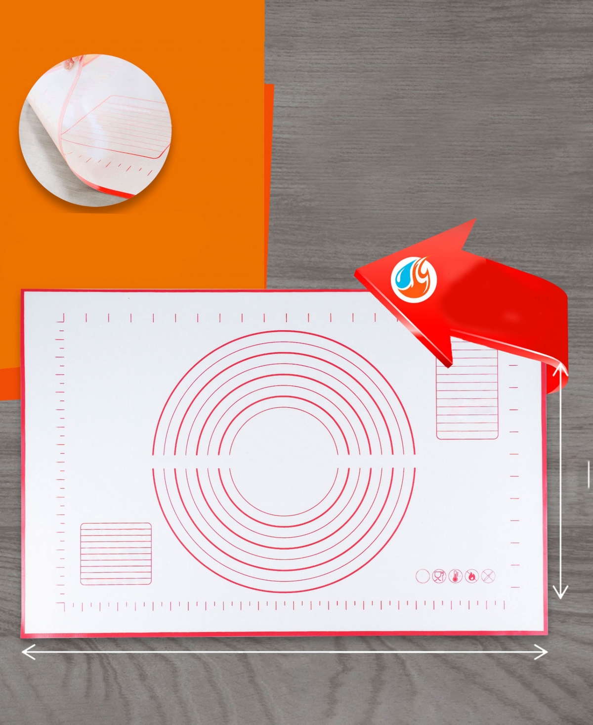 Cheer Collection 2 Pack Dough Pastry Baking Mat, 16" X 20" In White