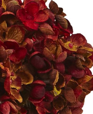 8.5"H Hydrangea Artificial Flower Arrangement with Glass Vase