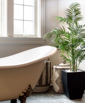 4.5' Areca Palm UV-Resistant Indoor/Outdoor Artificial Tree in Black-Washed Planter 