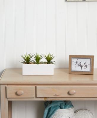 Mini Agave Artificial Plants in Rectangular Ceramic Planter