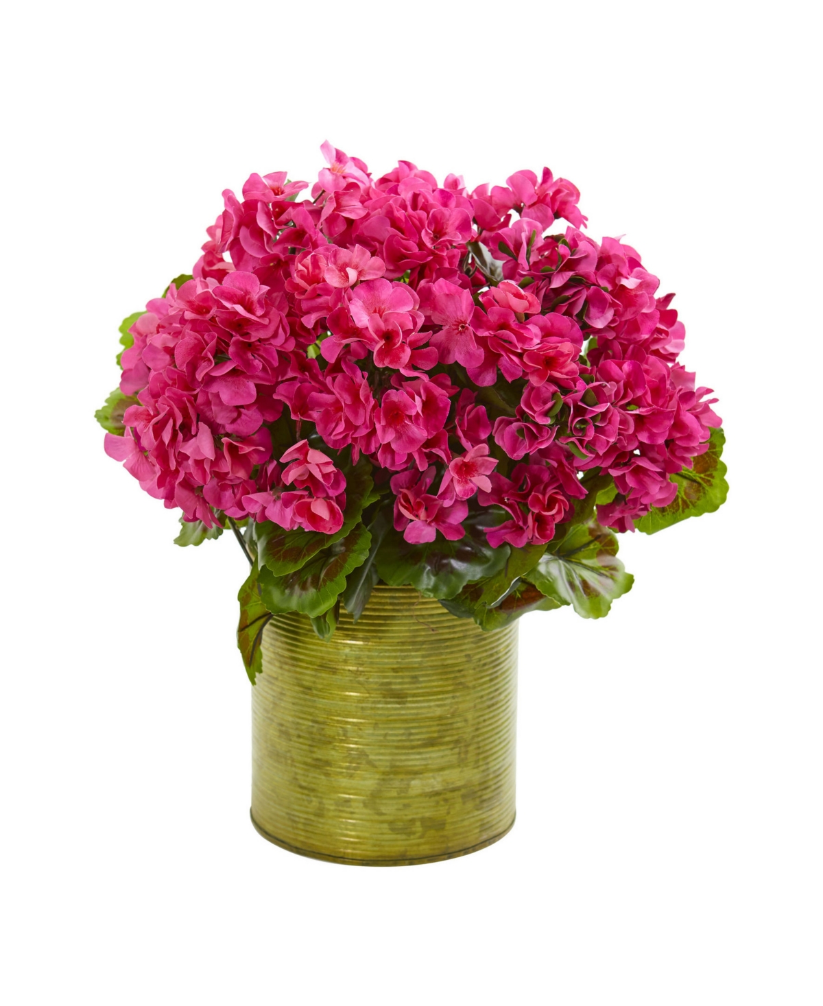 NEARLY NATURAL GERANIUM ARTIFICIAL PLANT IN METAL PLANTER UV RESISTANT 