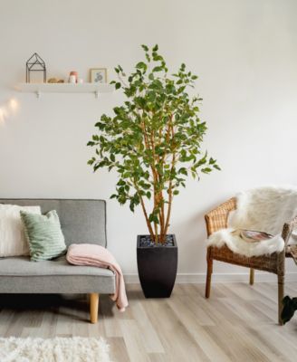 58in. Ficus Artificial Tree in Black Planter