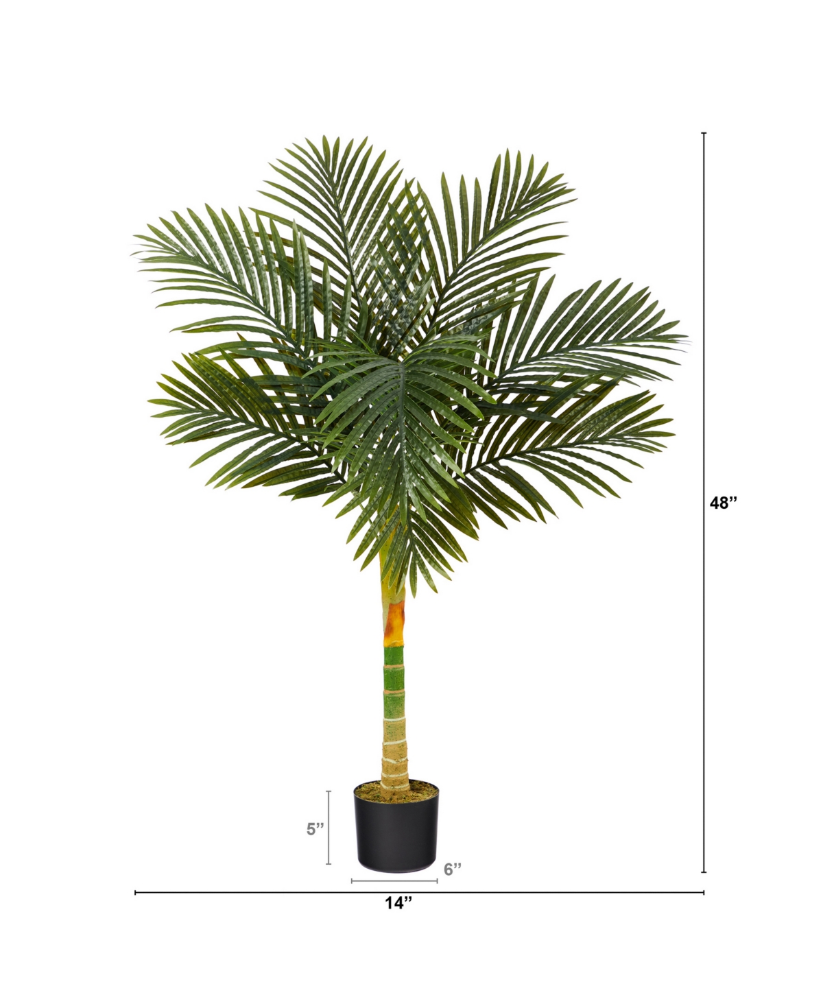 NEARLY NATURAL 4' SINGLE STALK GOLD-TONE CANE ARTIFICIAL PALM TREE 