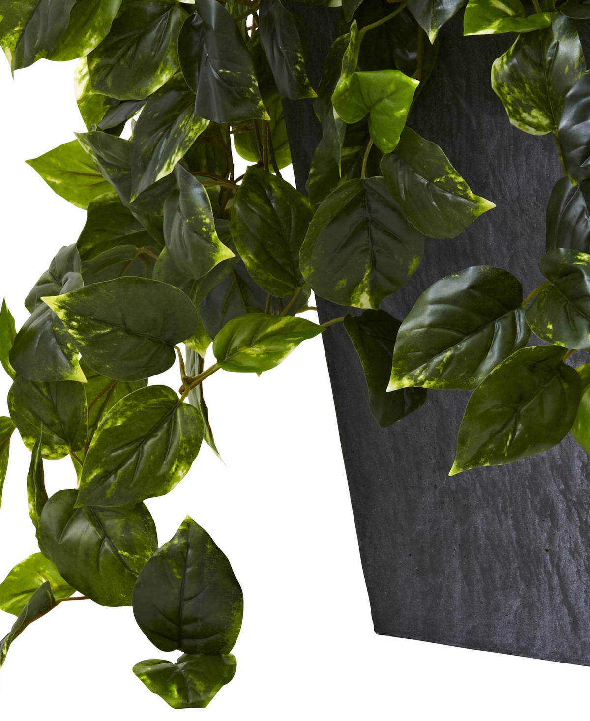 NEARLY NATURAL HANGING POTHOS W/ SLATE PLANTER UV RESISTANT 