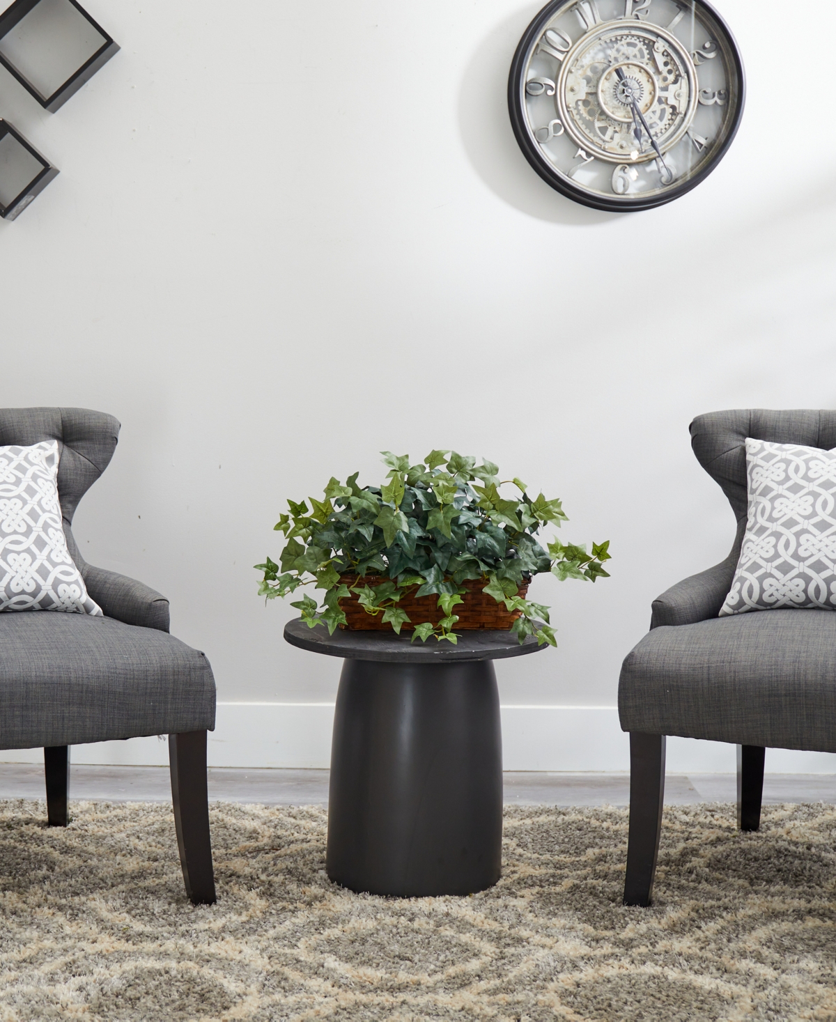 NEARLY NATURAL PUFF IVY W/ LEDGE BASKET 