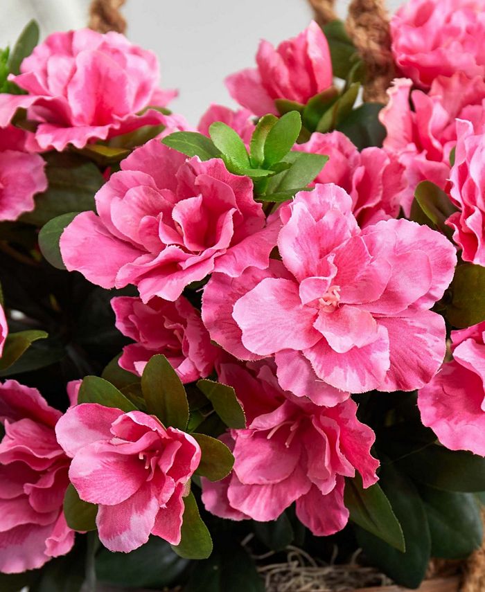 Nearly Natural Azalea Flowering Artificial Plant Hanging Basket - Macy's