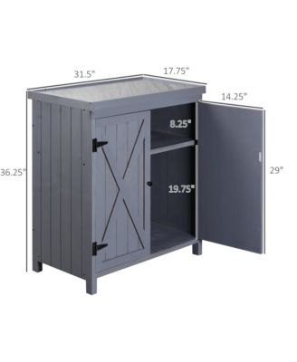 Wooden 36.25 in x 31.5 in Garden Storage Tool Shed with Galvanized Top,