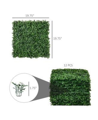 12 PCS 20" x 20" Artificial Boxwood Panels Topiary Wall Greenery Backdrop, Privacy Hedge Screen UV Protected 4Layer Roll Grass Panel Fence Decor Outdoor Indoor Garden Backyard, Light Green