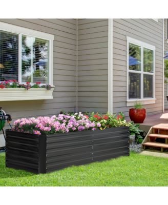 Raised Garden Bed Metal Planter Box with Reinforced Rods,