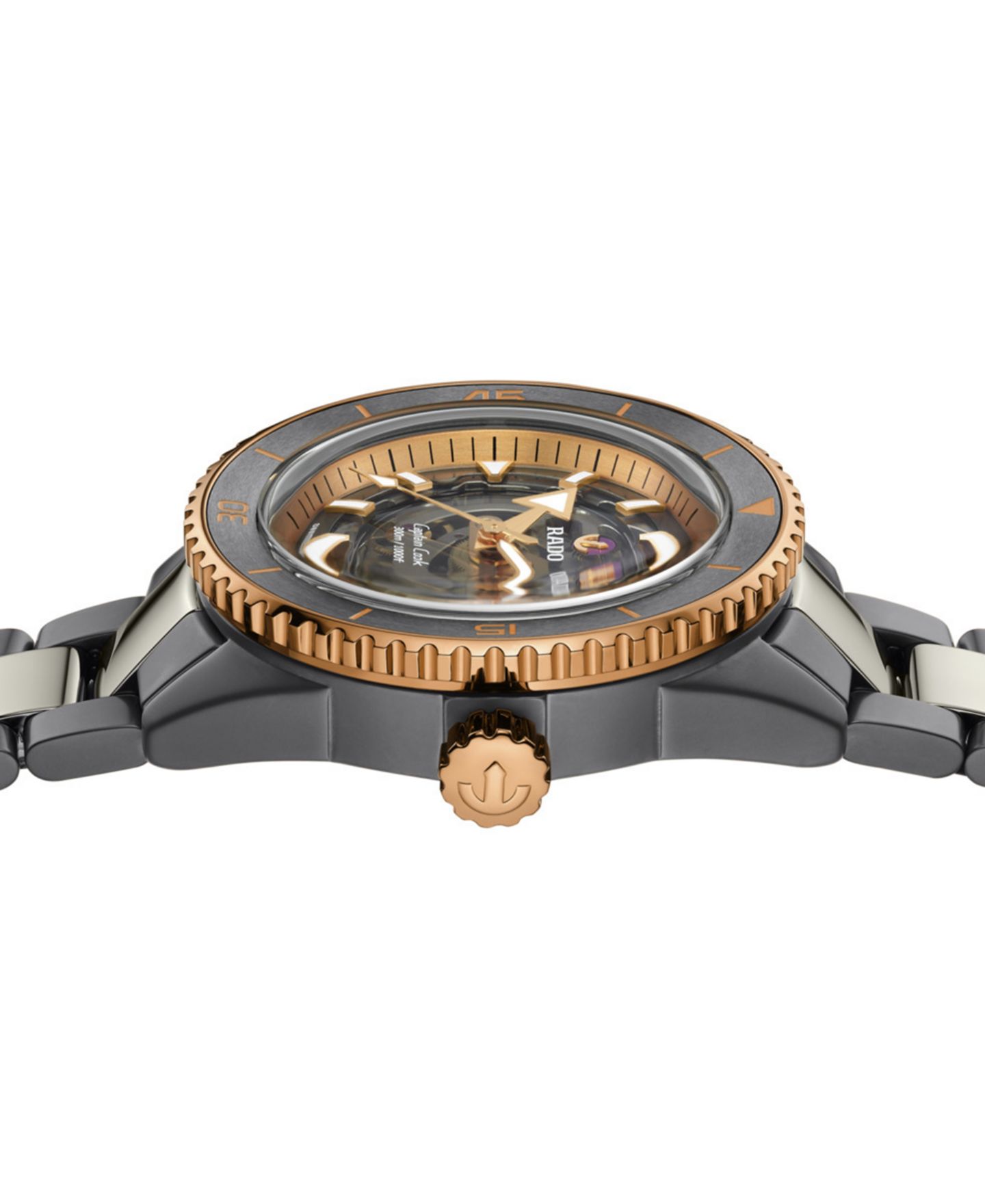 Мужские часы Rado Swiss Automatic Captain Cook Skeleton Gray High-Tech Ceramic & Titanium Bracelet Watch 43mm — фото 4