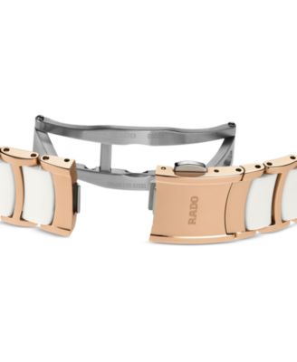 Women's Swiss Automatic Centrix Diamond (1/20 ct. t.w.) White High-Tech Ceramic & Rose Gold PVD Stainless Steel Bracelet Watch 31mm