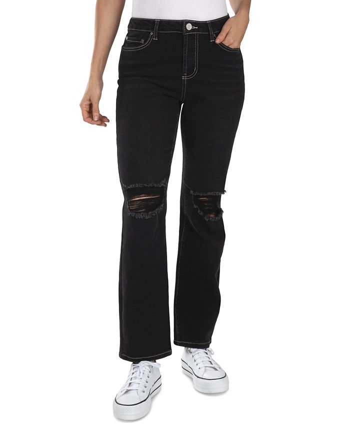 Indigo Rein Juniors' High-Rise Ripped Straight-Leg Jeans - Macy's