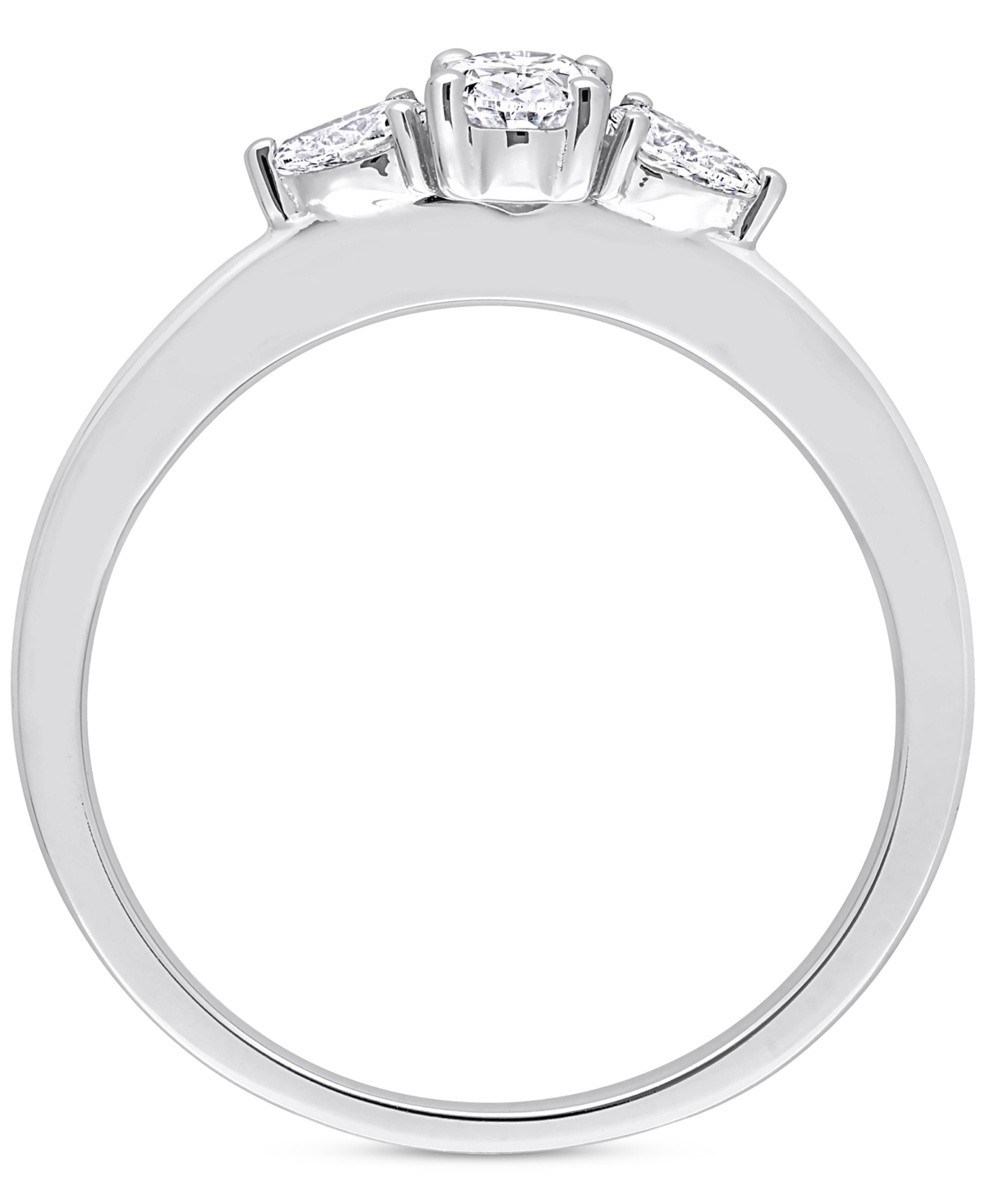 Diamond Oval- & Pear-Cut Three Stone Engagement Ring (1/2 ct. t.w.) in 14k- White Gold