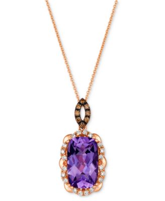 Le Vian - Grape Amethyst (5-1/10 ct. t.w.) & Diamond (1/3 ct. t.w.) Pendant Necklace in 14k Rose Gold, 18" + 2" extender