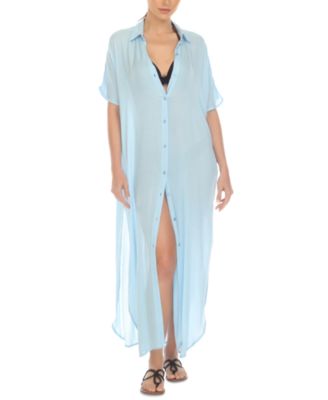Women's Button-Down Maxi Dress Cover-Up 