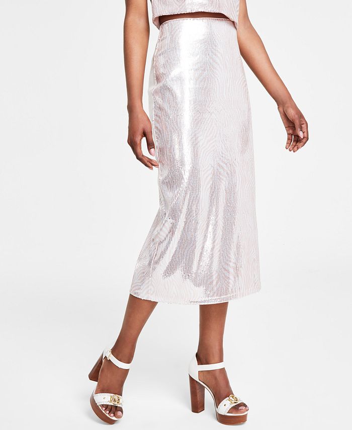 MICHAEL KORS COLLECTION Wrap-effect sequined jersey maxi skirt