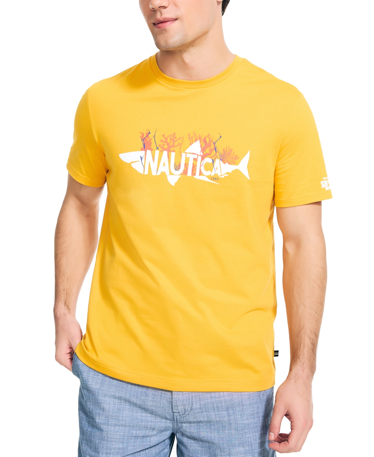 Nautica Shark Week X  Men's Classic-fit Shark Logo Graphic T-shirt In Yellow