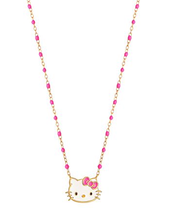 Hello Kitty Sanrio Womens Necklace 18 - Flash-Plated Necklace with Pendant  Official License