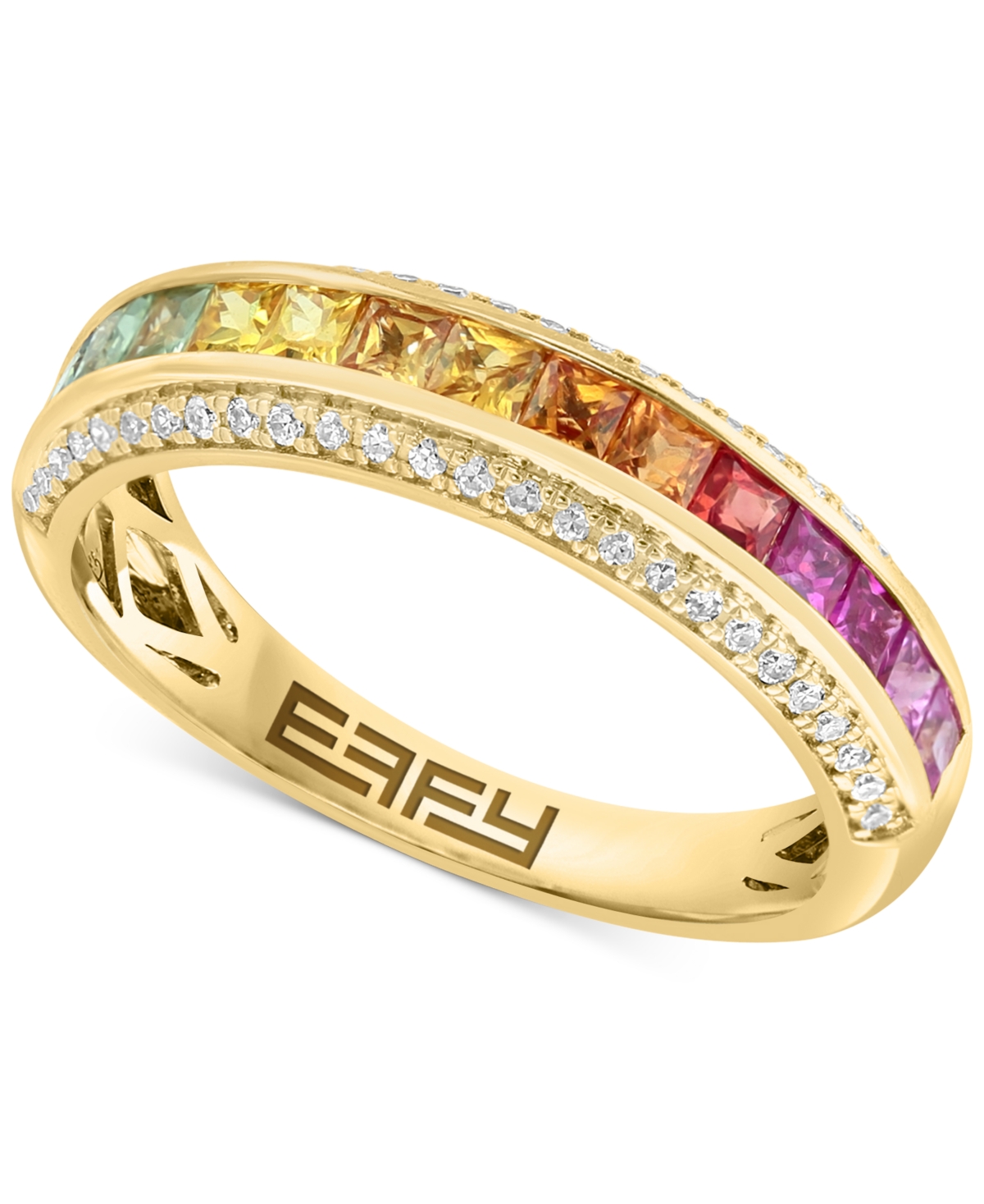 Effy Collection Effy Multi-sapphire (1/2 Ct. T.w.) & Diamond (1/6 Ct. T.w.) Band In 14k Gold