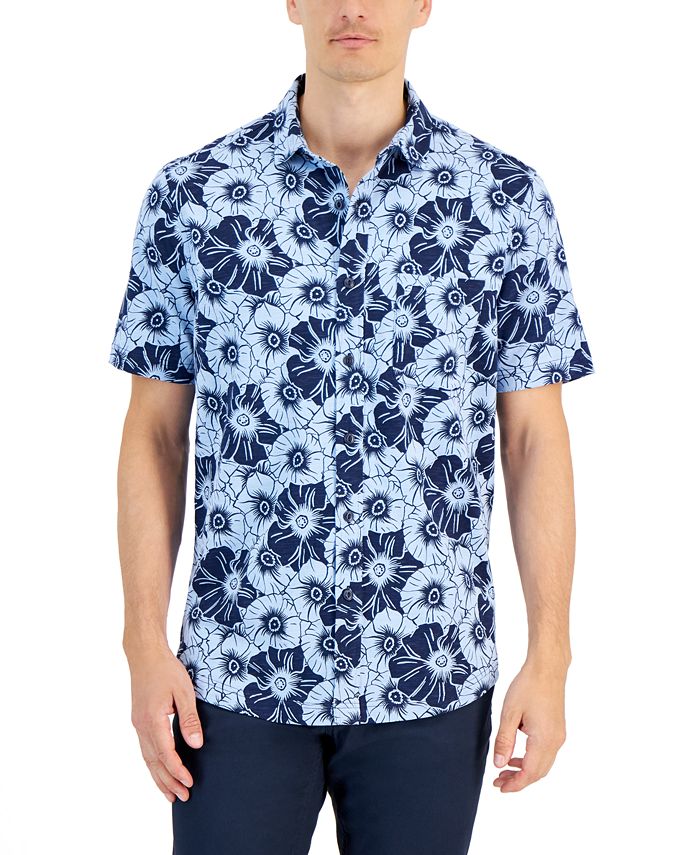Club Room Men's Floral Knit Button-Down Shirt, Created for Macy's - Macy's