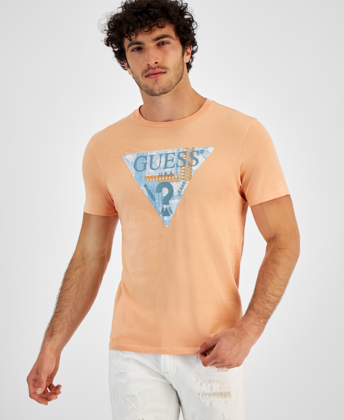 Men's Mosaic Triangle Logo Graphic In Sweet Peach |