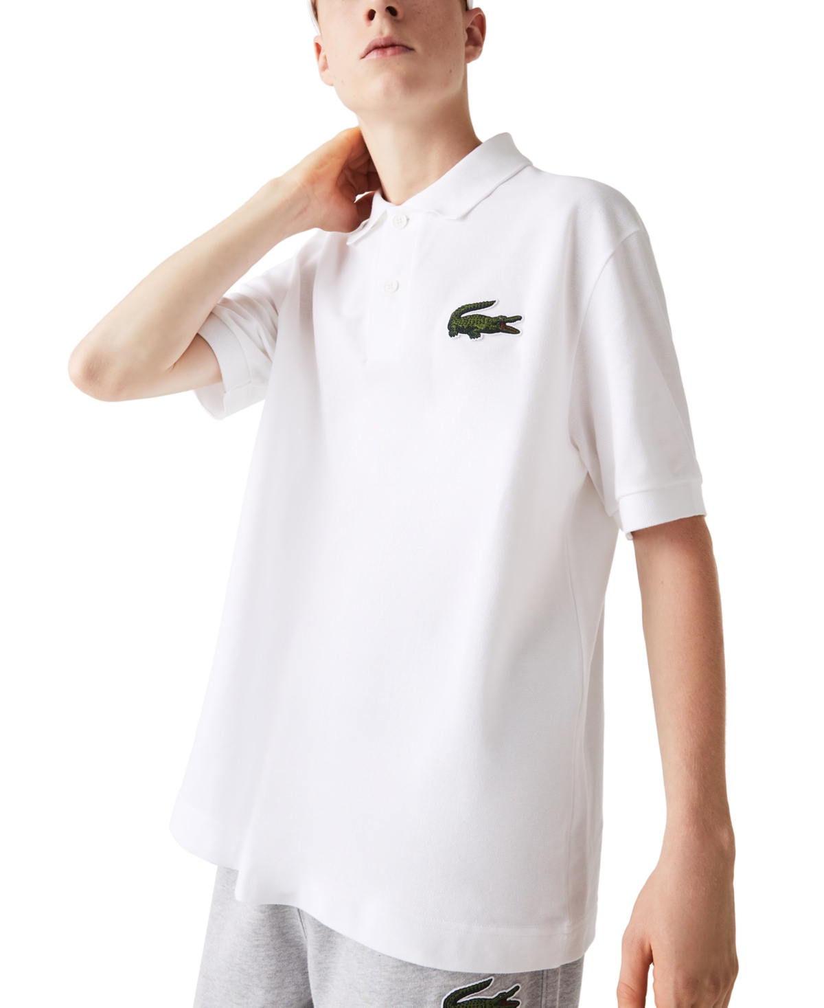 Lacoste Loose Fit Pique Polo Shirt In White