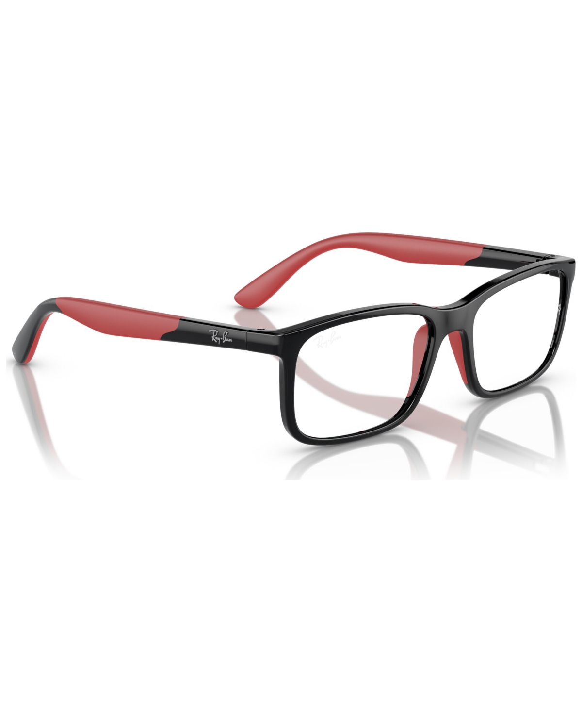 Ray-ban Jr Kids Rectangle Eyeglasses, Rb1621 47 In Black On Red