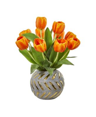 Tulip Artificial Arrangement in Decorative Vase