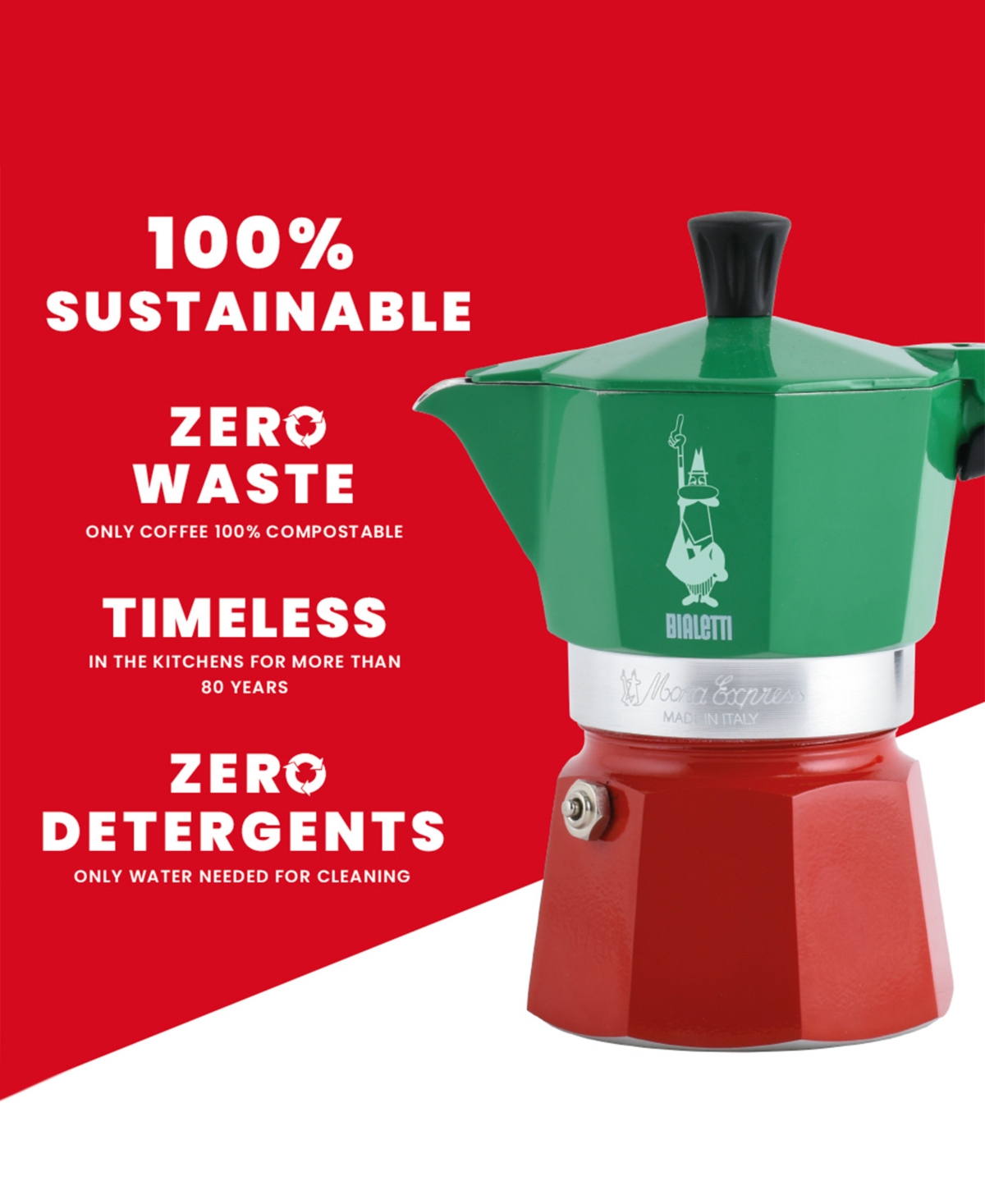 Bialetti Moka Express 130 Ml 3 Cups Tricolore Coffeemaker