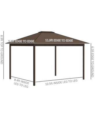 10' x 12' Hardtop Gazebo with Netting and Curtains, Galvanized Steel Roof, Hardtop Cover, Hook for Decorations, Light Weight Rust Resistant Aluminum Frame for Patio, Garden, Lawn - Grey