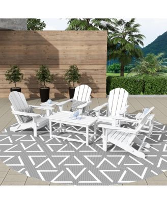 7 Piece Set Outdoor Folding Adirondack Chairs with Coffee Table Side Table