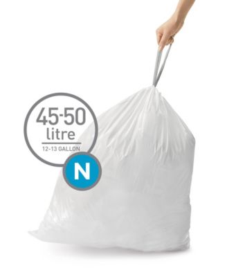 Code N 100pk Custom Fit Liners with 5 Quick Dispense Packs, 45-50L Kitchen Trash Bag Liners