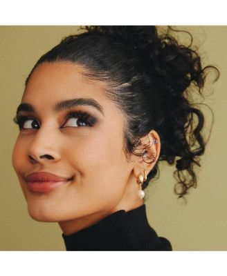 Gold Plated Freshwater Pearl Drop Hoop Earrings