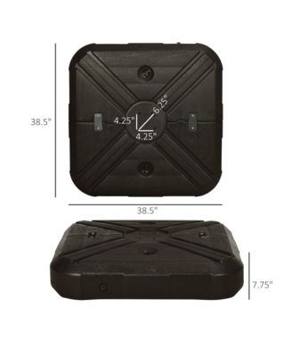 Fillable Patio Cantilever Umbrella Base with Wheels, Heavy-duty Offset Umbrella Weights with Easy-Fill Spouts, Steel Cross Base, 430lbs Sand or 375lbs Water Filled, Coffee