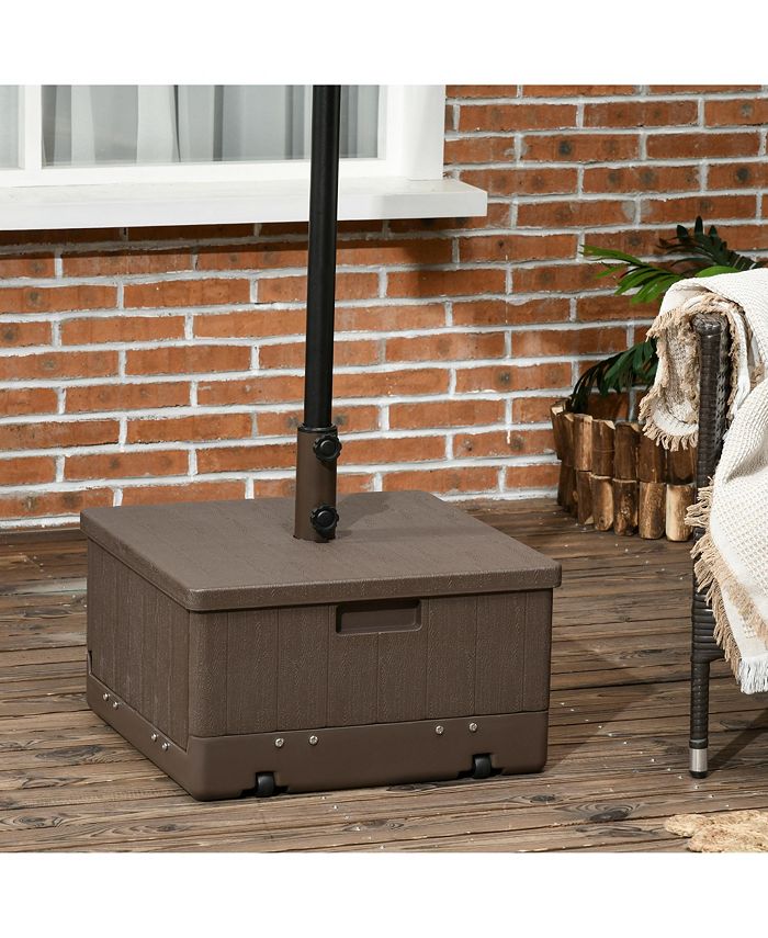 Outsunny 3in1 Outdoor Umbrella Base, Coffee End Table, Flower Box