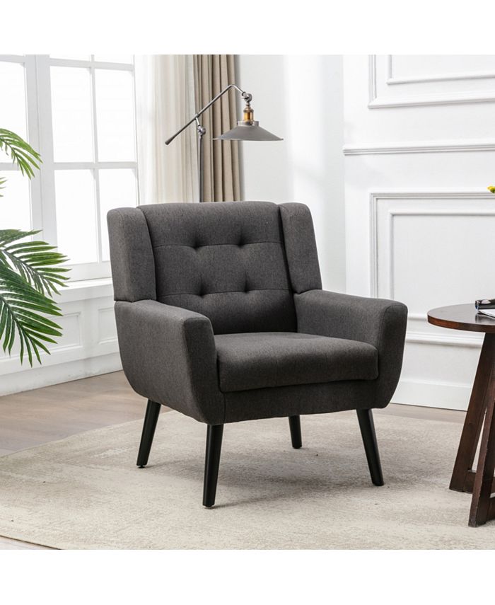 Simplie Fun Modern Soft Linen Material Ergonomics Accent Chair Living