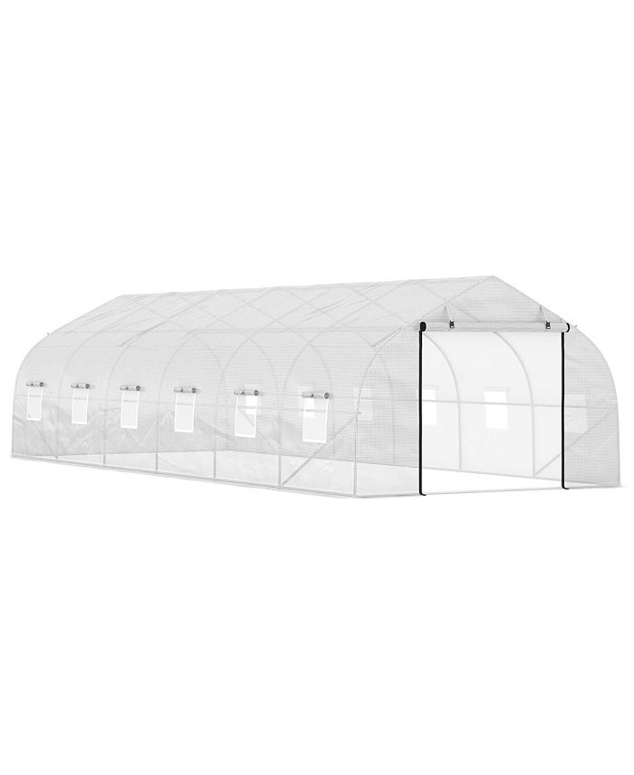 Outsunny 26' x 10' x 7' Polytunnel Greenhouse WalkIn Greenhouse Tunnel