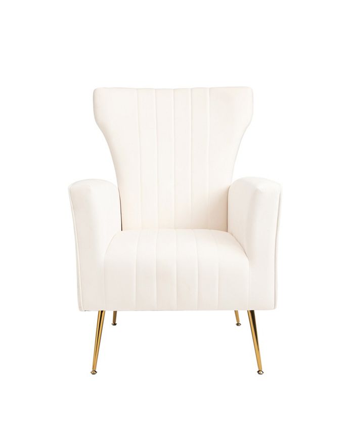 Simplie Fun Velvet Accent Chair Wingback Armchair with Gold Legs
