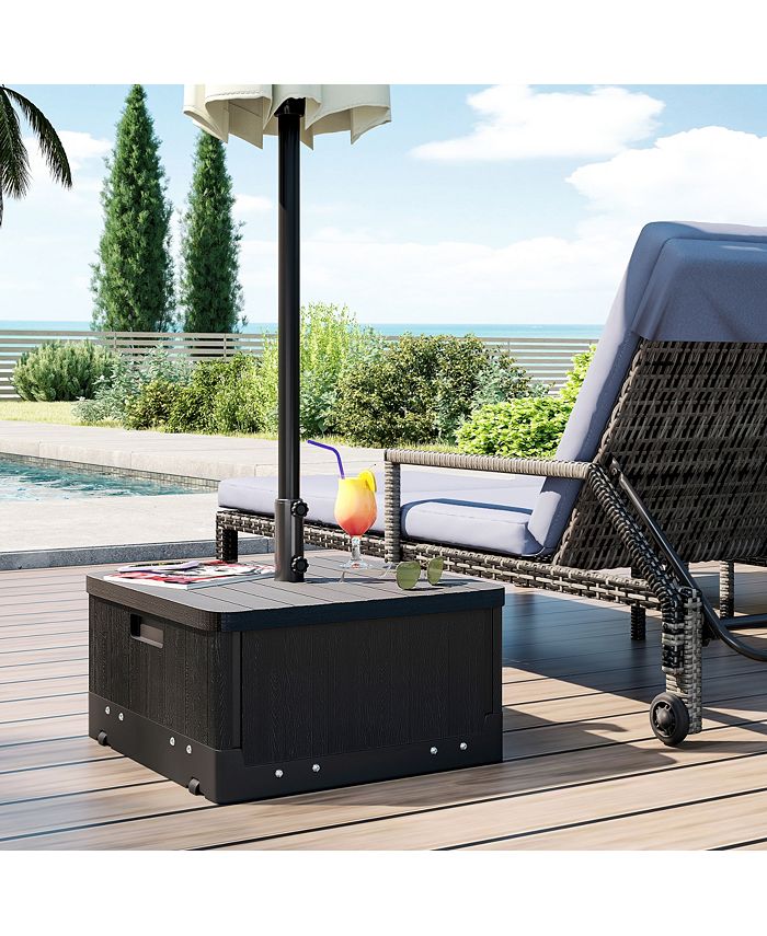 Outsunny 3in1 Outdoor Umbrella Base, Coffee End Table, Flower Box
